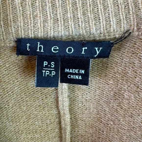 Theory Oversize Wool Blend Camel Mock Neck Poncho Sweater XS/S Minimalist - Picture 4 of 6